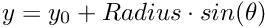 \[ y=y_{0}+Radius \cdot sin(\theta) \]