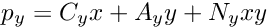 \[ p_y = C_y x + A_y y + N_y xy \]